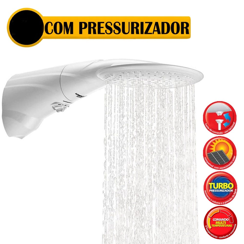 Chuveiro Elétrico Lorenzetti Com Pressurizador Advanced Turbo 127v 5500w 220v 6400W Ducha Completo