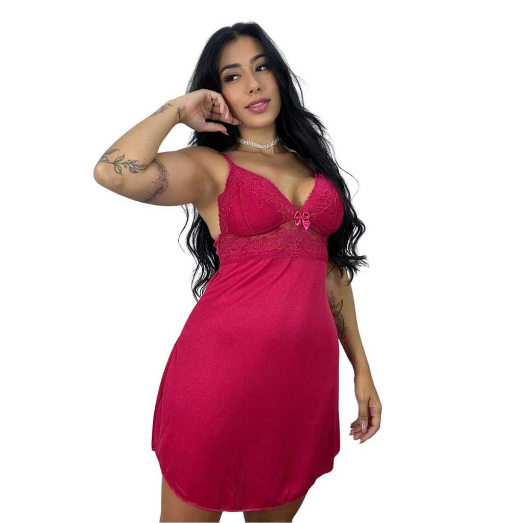 Camisola sem Bojo Feminina Linha Noite Lingerie Renda Romantic Moda Dormir em Oferta na Shopee