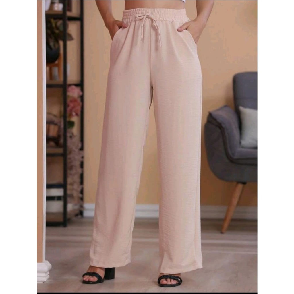 Calça Pantalona Feminina com bolso Tecido Duna