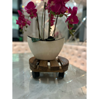 suporte para vaso 20cm em Pinus com rodinhas em Oferta na Shopee