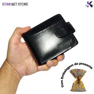 Carteira Masculina Ymity 001R Couro Legítimo com Porta Cartão Externo + Porta Cartões Removível Cabe RG, CNH, Porta Moedas, na Caixa com Embalagem para Presente