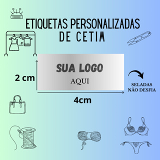 50 Etiquetas de Cetim 2x4 cm Personalizadas - SELADAS em Oferta na Shopee