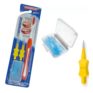Kit Ortodôntico 1 Escova Dental + 2 Escovas Interdentais Cônicas + 1 Passa-Fio com 25 Unidades Dentalclean