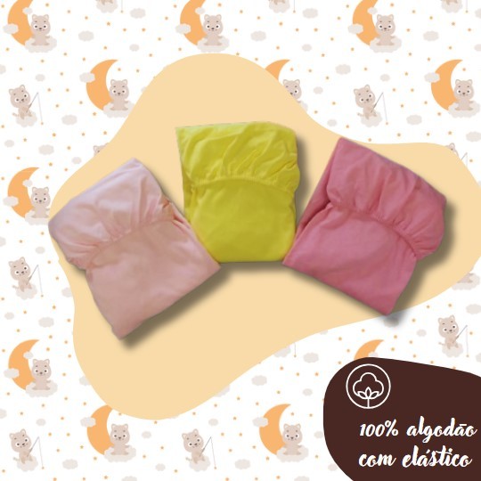 Lençol de Berço Malha 100 % Algodão infantil Recém Nascido com Elástico Padrão Americano em Oferta na Shopee