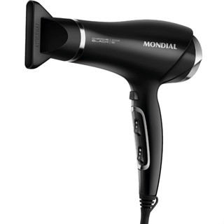 Secador De Cabelos Mondial Tourmaline Íon 2000W Chrome Black 3 Temperaturas SCN-04 Preto/Prata Cromado