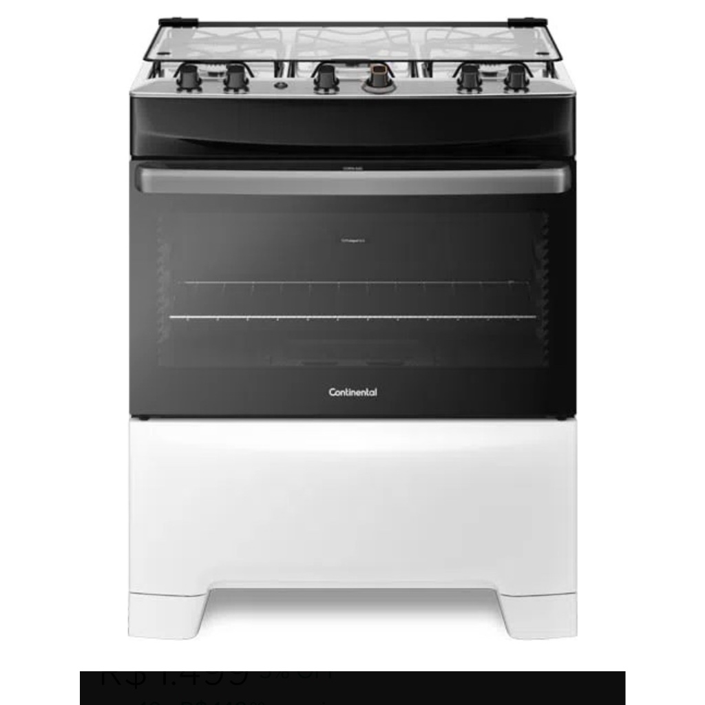 Fogão Fc5ib 5 Bocas Mesa De Inox Branco Continental Bivolt