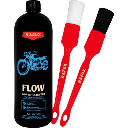 Shampoo Neutro 1L Flow para Moto Kit Pincéis Razux em Oferta na Shopee