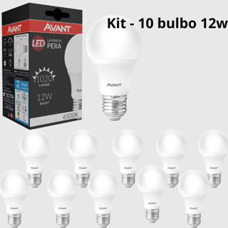 Kit com 10 Lâmpadas Led Bulbo 12W 6500K Branco Frio E27 - AVANT