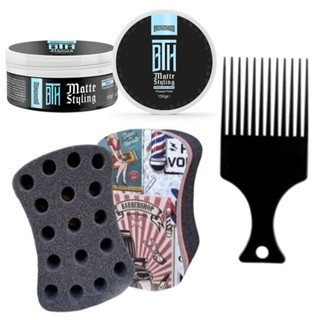 Kit Afro Esponja Nudred + Pente Garfo + Pomada