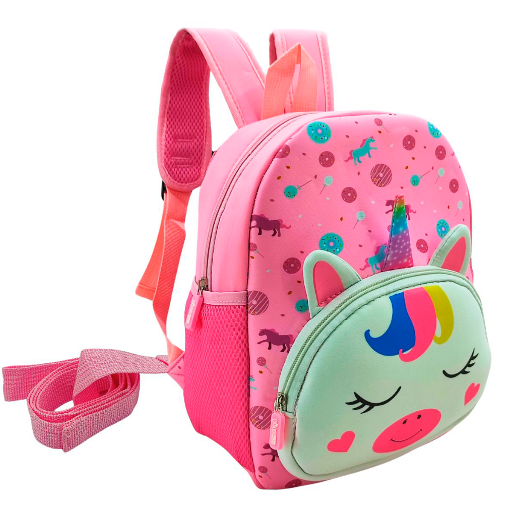 Mochila Unicornio Bebe Para Passeio Infantil Alça Coleira De Segurança Rosa Claro Meninas em Oferta na Shopee