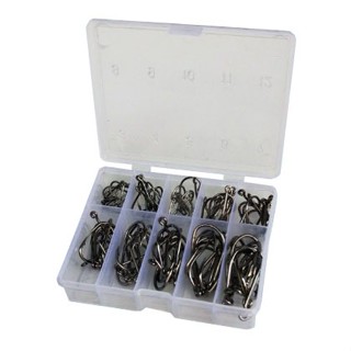 Kit Com 100 Anzóis Aço Carbono #3 Ao #12 + Caixa Pesca Anzol