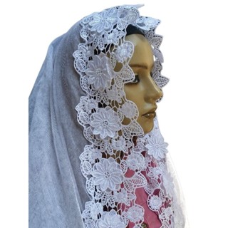 Véu CCB FLOR 3D redondo ou quadrado renda larga