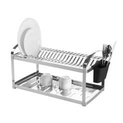 Escorredor de Louça em Aço Inox 20 Pratos - Dois Andares e Escorredor de Talheres Brinox Suprema
