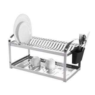 Escorredor de Louça em Aço Inox 20 Pratos - Dois Andares e Escorredor de Talheres Brinox Suprema