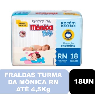 Pacote Fraldas Turma da Mônica Baby Recém Nascido até 4,5Kg (RN) 18un em Oferta na Shopee
