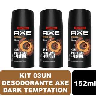 Kit 03un Desodorante Aerosol Axe Dark Temptation Chocolate 48h em Oferta na Shopee