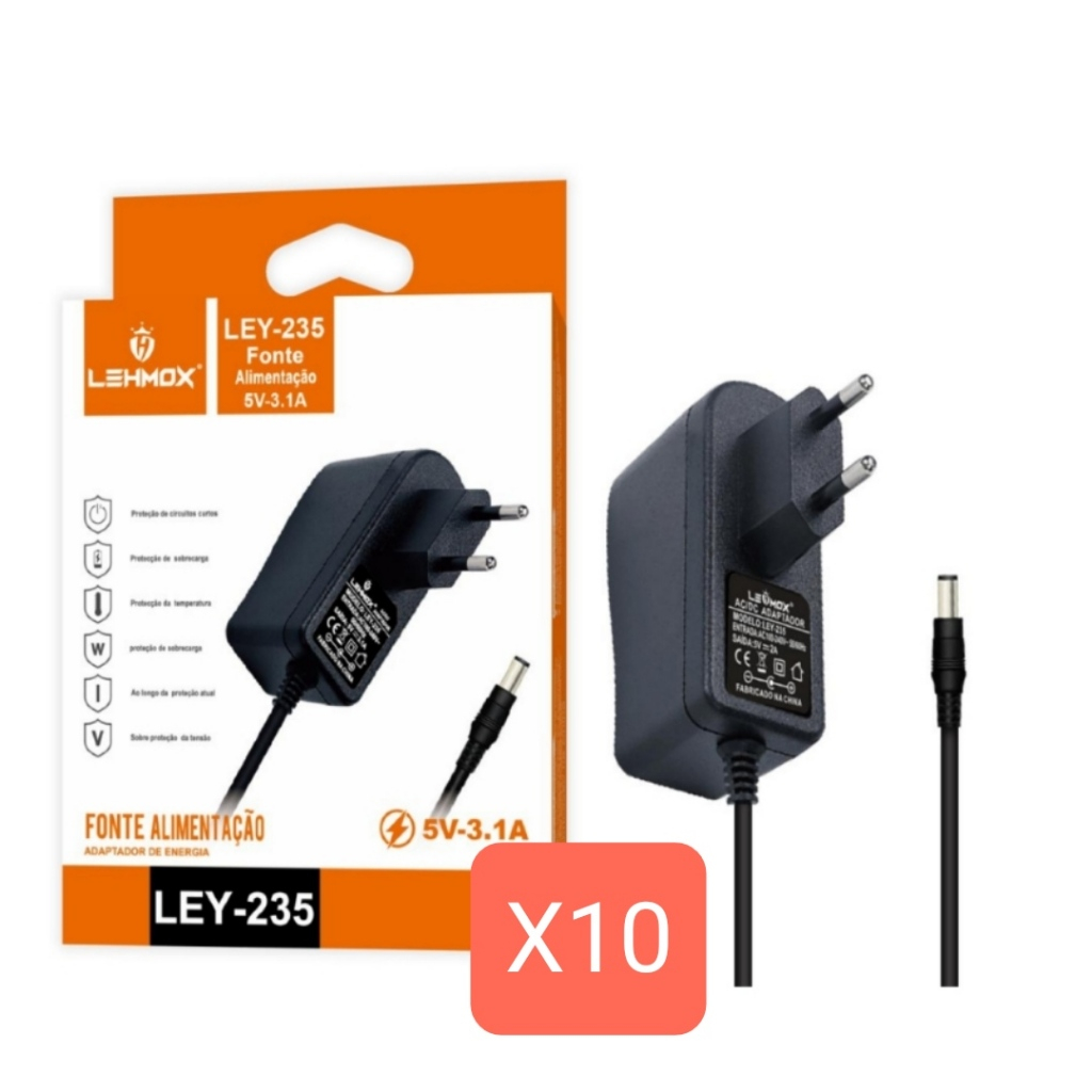 kit 10/6 Fonte de Alimentação 5V 3.1A/2A para Roteadores, Switch, Tv Box, Modem LEHMOX - LEY-235/JK-01 em Oferta na Shopee