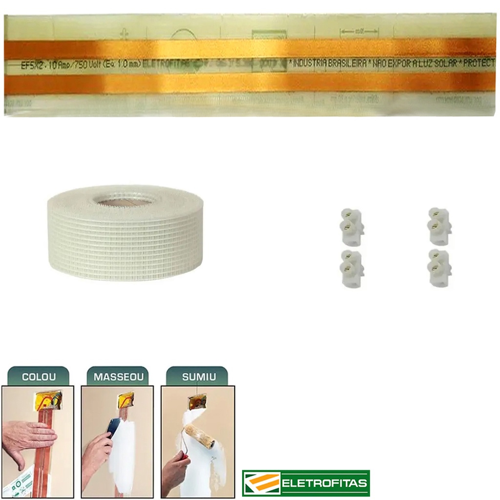 Fita Elétrica Kit Eletrofita 2 Pistas 2 Metros 750v/10amp em Oferta na Shopee