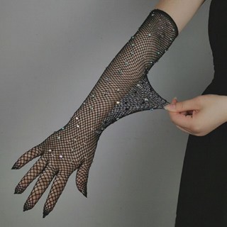 Elegantes Luvas de Renda e Ponto de Luz Alta Costura Noiva Casamento Festa Festas Fantasia e Carnaval