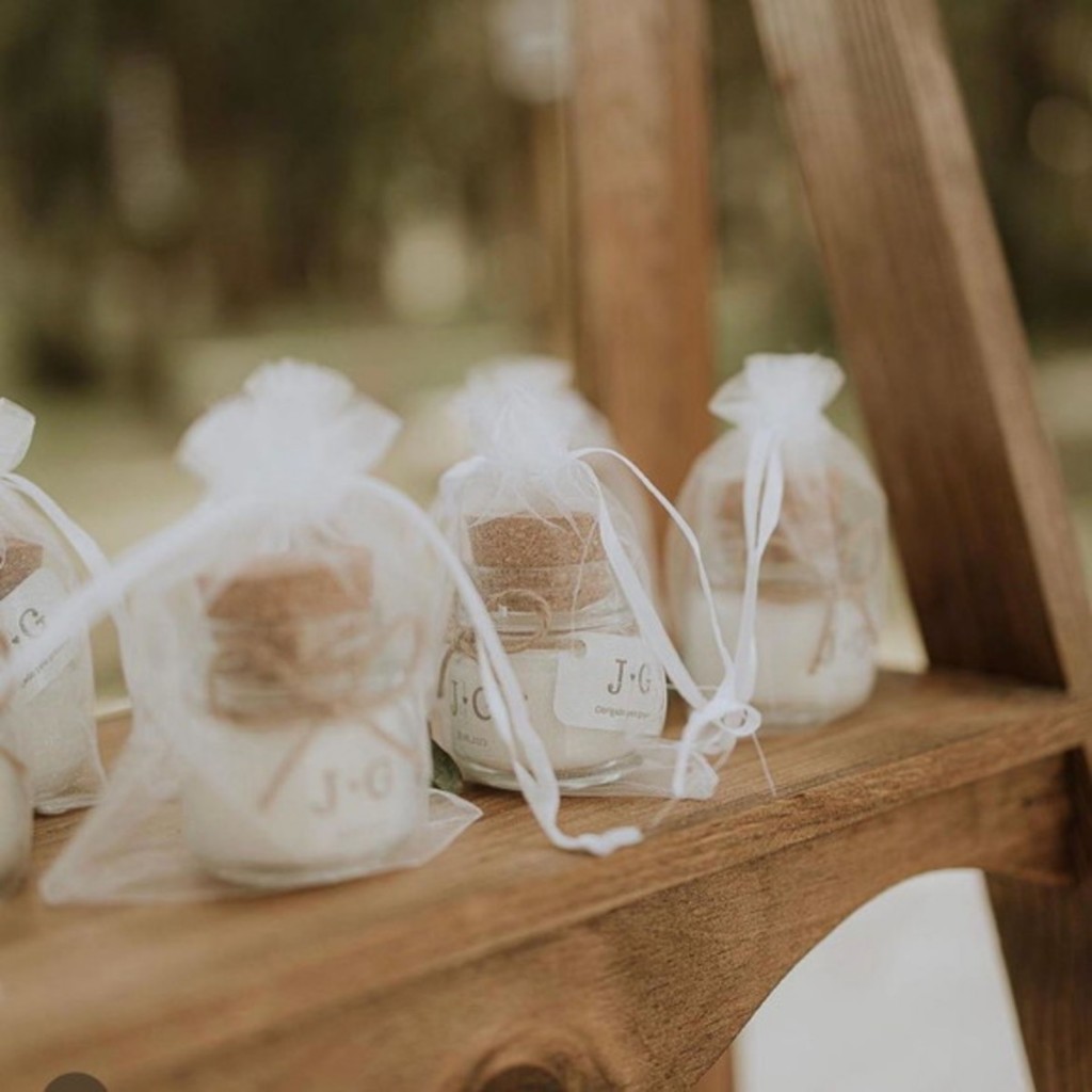 kit 15 Velas Aromática personalizada + saquinho de organza -  Lembrancinha de Casamento