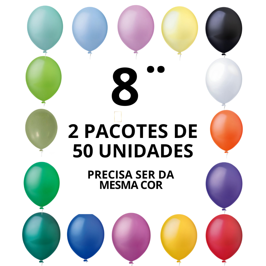 2 Pacotes de Bexigas 100 Unidades Happy Day 8 Polegadas Redondo