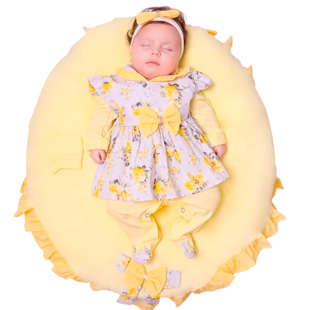 Saida de Maternidade Para Menina com Vestido Belinha Varias Cores Roupas de Bebê