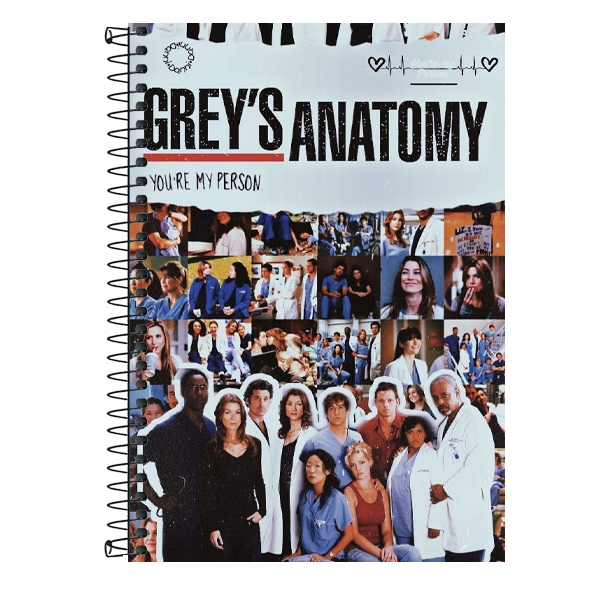 Caderno Personalizado Grey's Anatomy serie hospital - 1, 10 e 20 matérias