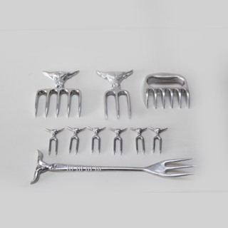 Kit Churrasco: Garra de Urso, Tridente, Garra e Garfo com Cara de Boi + 6 Mini Garfinhos