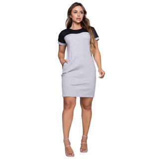 Vestido Feminino Médio Ribana Manga Curta
