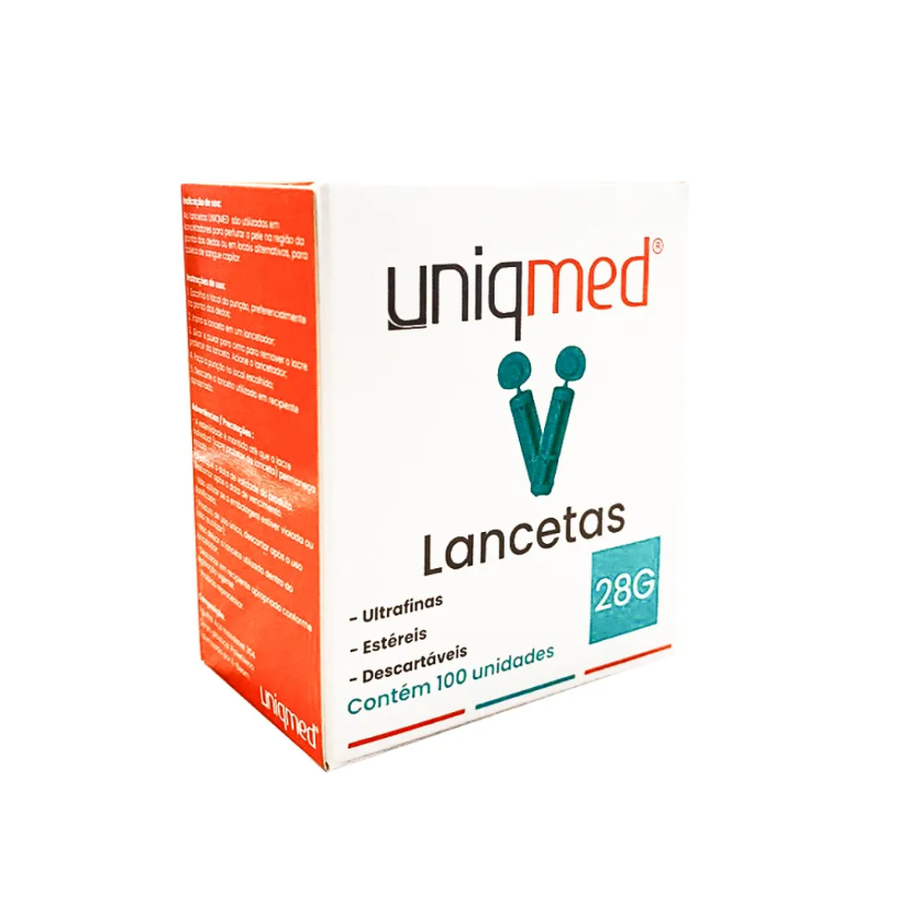 Lanceta 28g 3 Caixas com 100 Unidades Cada Uniqmed