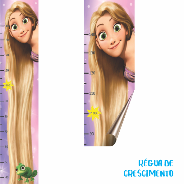 RAPUNZEL RG0.028 - Adesivo_Infantil_ Régua de Crescimento_ ENROLADOS RAPUNZEL PRINCESA