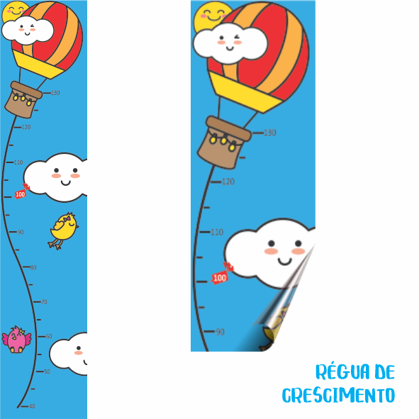 BALÃO RG0.003 - Adesivo Infantil Régua de Crescimento, ADESIVO PARA PAREDE E PORTA