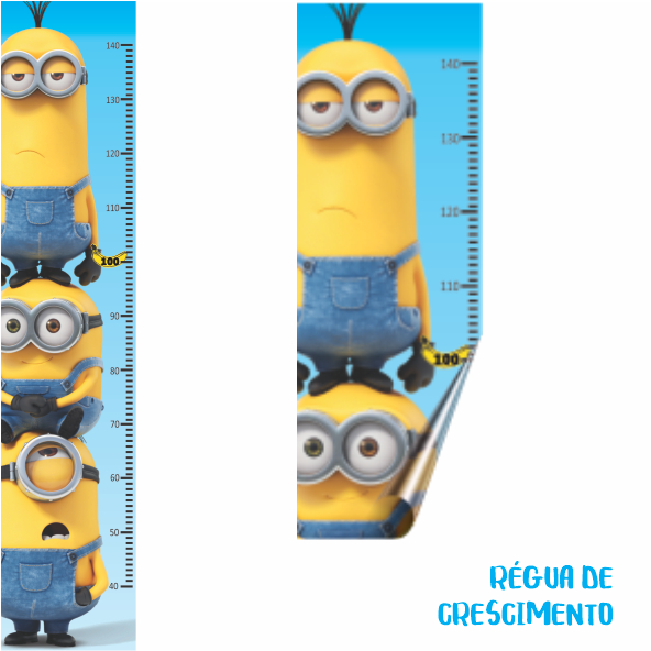MINIONS RG0.023 - Adesivo Infantil Régua de Crescimento_ MINIONS, AMARELOS