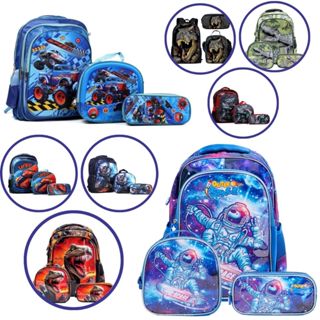 Mochila Escolar Infantil Kit Com Lancheira E Estojo Menino Completo