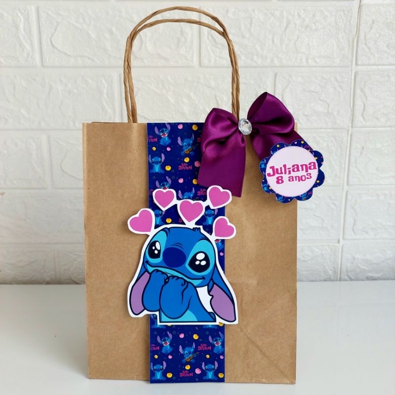 Sacolinha Surpresa Kraft tema Stitch (Fazemos qualquer tema) LEMBRANCINHAS, MIMOS, BRINDES, PERSONALIZADOS STITCH