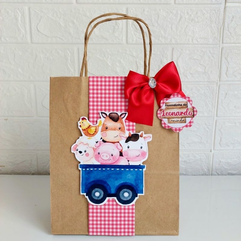 Sacolinha Surpresa Kraft tema Fazendinha Menino (Fazemos qualquer tema) LEMBRANCINHAS, MIMOS, BRINDES, PERSONALIZADOS FAZENDINHA MENINO