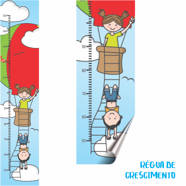 BALÃO RG0.002 - Adesivo Infantil Régua de Crescimento, ADESIVO PARA PAREDE OU PORTA