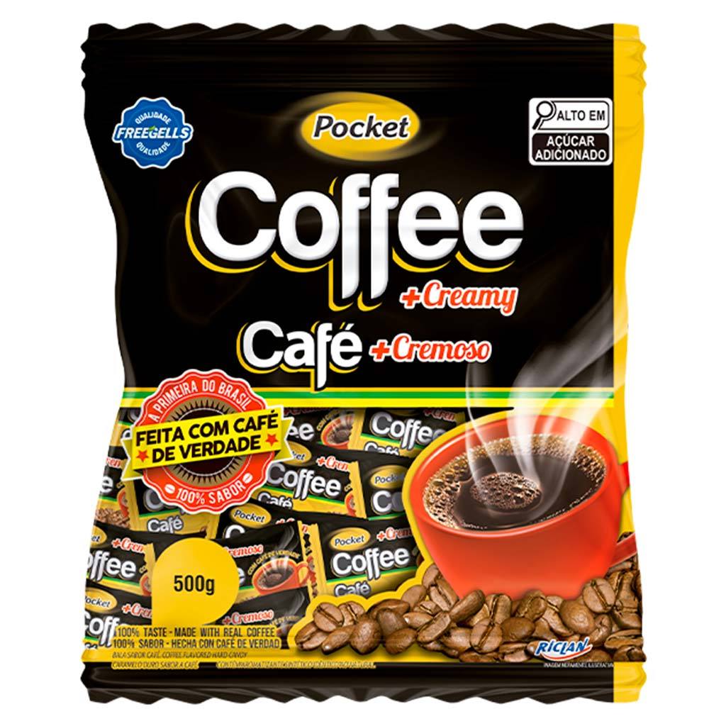 Bala Dura Pocket Cremosa Coffee Freegells 500g - Riclan