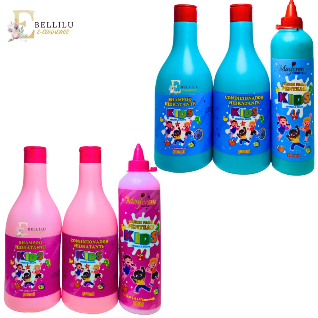 Escolha o seu kit kids maycrene (shamp+cond+creme pentear) em Oferta na Shopee