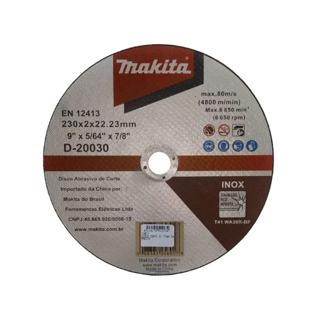 DISCO DE CORTE PARA INOX 9X2,0X7/8" D-20030 MAKITA CX C/10 - Home & Living