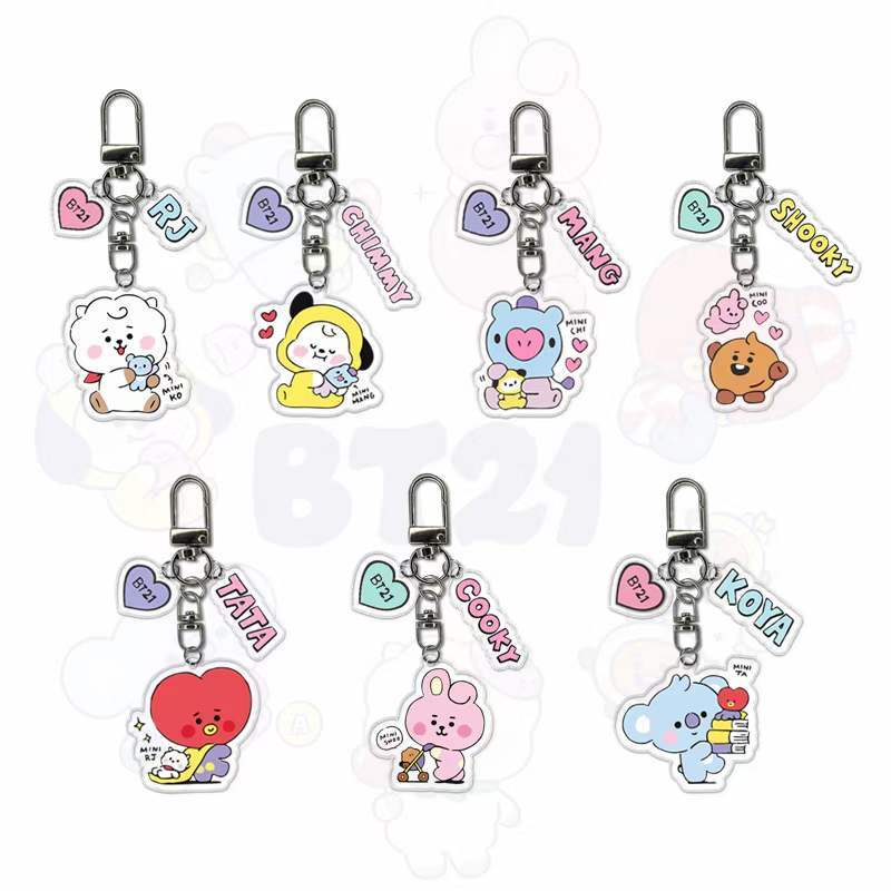 Chaveiro Com Pingente Flores De Acrílico Dupla Face Do BTS BT21 em Oferta na Shopee