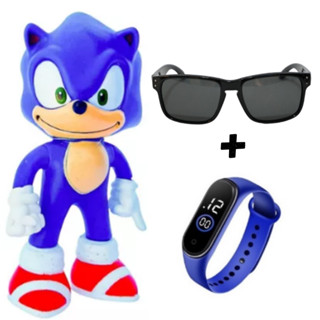 Boneco Sonic + Relogio Digital Infantil + Óculos de Sol