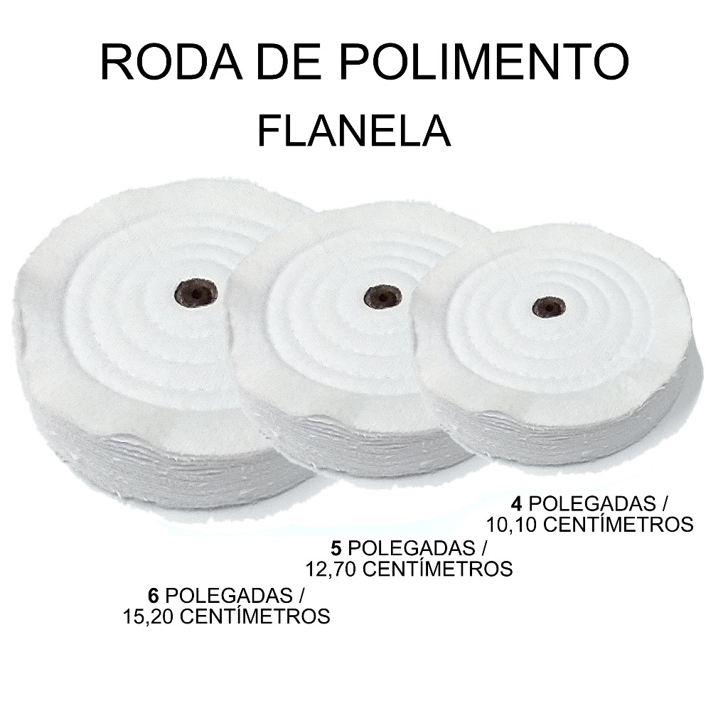 Roda De Flanela 3 até 8 Polegadas Para Polimento Ourives Protético Motor Polir Escolha a sua