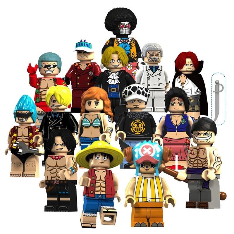 One Piece Monk D Luffy Zoro Bonecos de Minifigure Robin Franky Law Sabo Navio Going Merry Chopper Shanks Ace Barba B