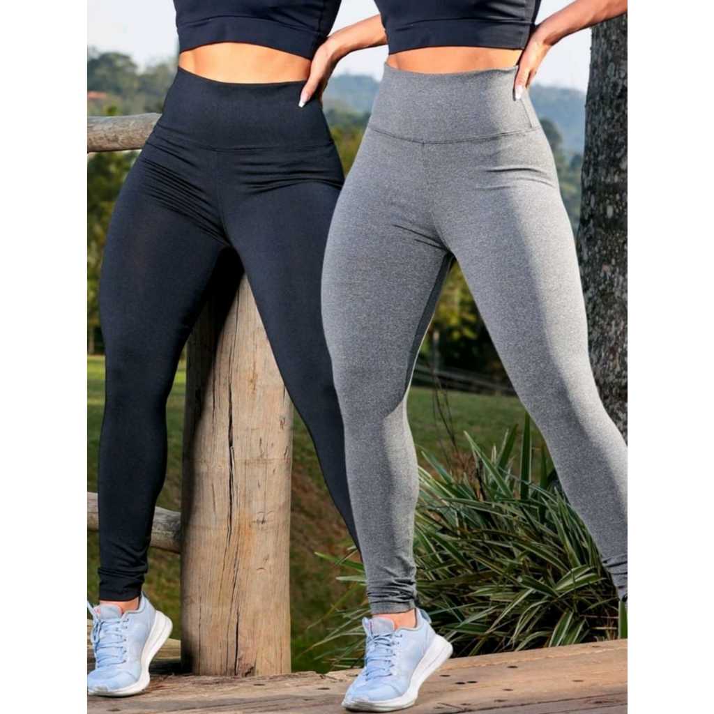 KIT 2 CALÇA LEG LEGGINGS FEMININA SUPLEX FITNES ROUPA DE ACADEMIA TREINO CORRIDA