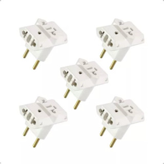 Kit 5 Adaptador Tomada Padrão T 3 Entradas 10A Pino maciço 110/220v