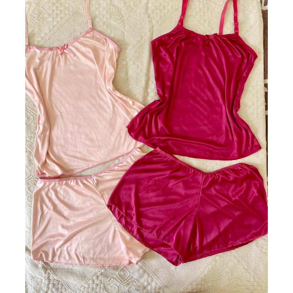 Kit 3 PIJAMAS Baby Doll  LISOS (PRETO PINK ROSA BEBÊ)