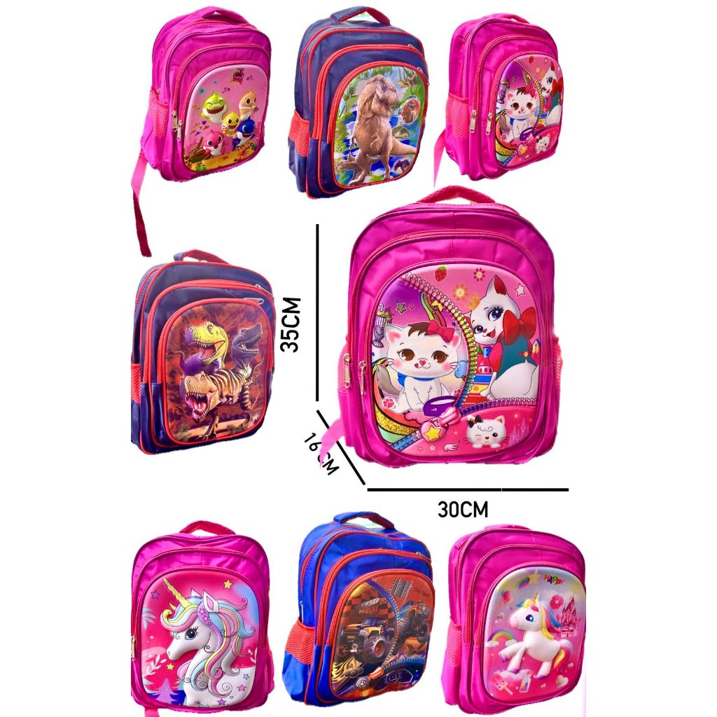Mochila Escolar Infantil Criança menina e Menino Impermeável Dinossauro , unicornio De Desenho Animado