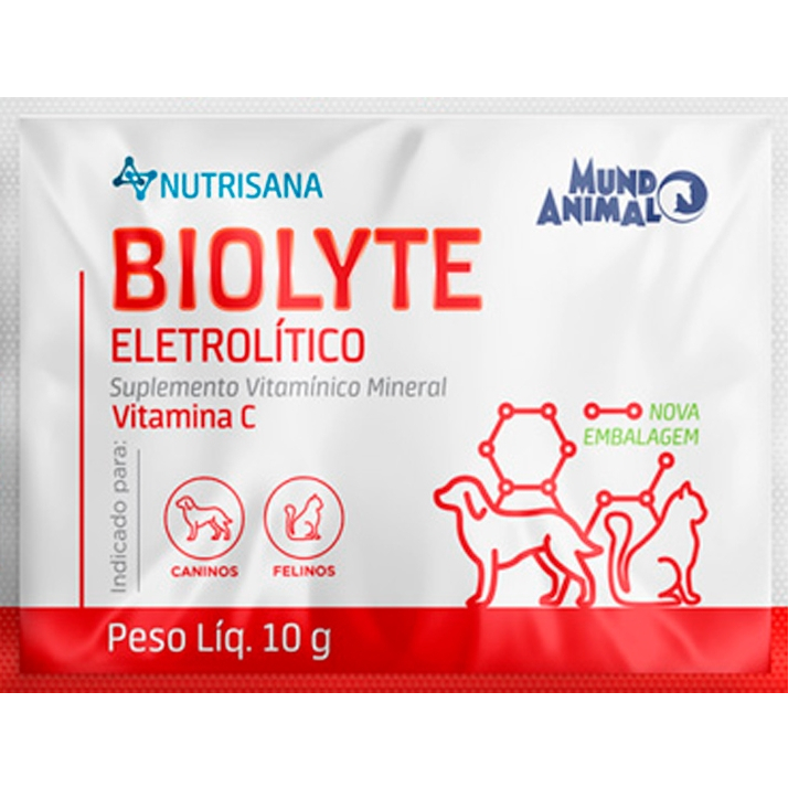 Nutrisana Biolyte Sachê10g Suplemento Eletrolítico Cães e Gatos Mundo Animal - Pets