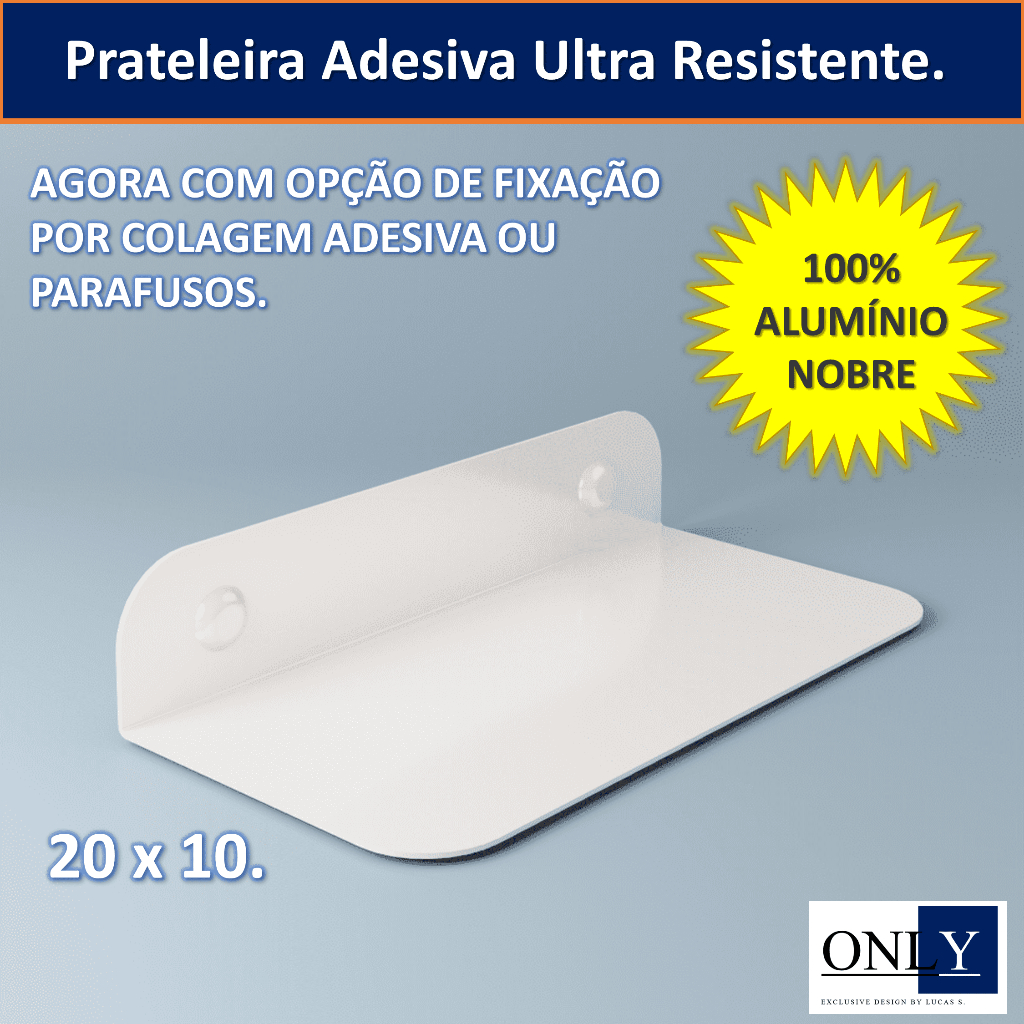 Prateleira Adesiva Flex 20x10 Em Alumínio Branco Prateleira Decorativa Prateleira Para Banheiro Prateleira Para Plantas